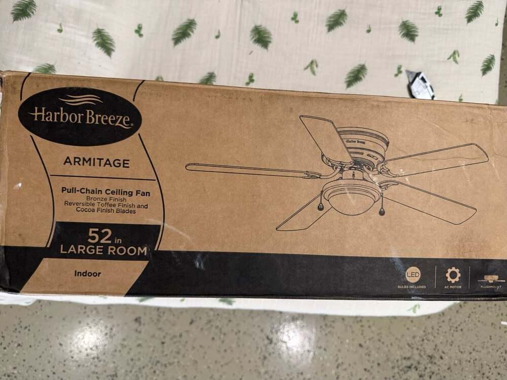 Harbor Breeze Armitage Pull-Chain Ceiling Fan Size 52 In Bronze Finish